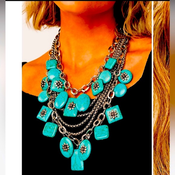🩵🩶🩵 THE “BOUNTIFUL” TURQUOISE & SILVER ZI NECKLACE & EARRINGS ~ PAPARAZZI❗️🩵🩶🩵 - Picture 6 of 8